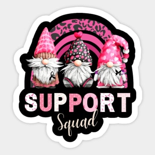 Three Gnomies With Rainbow Support Squad Breast Cancer Awareness Month Sticker